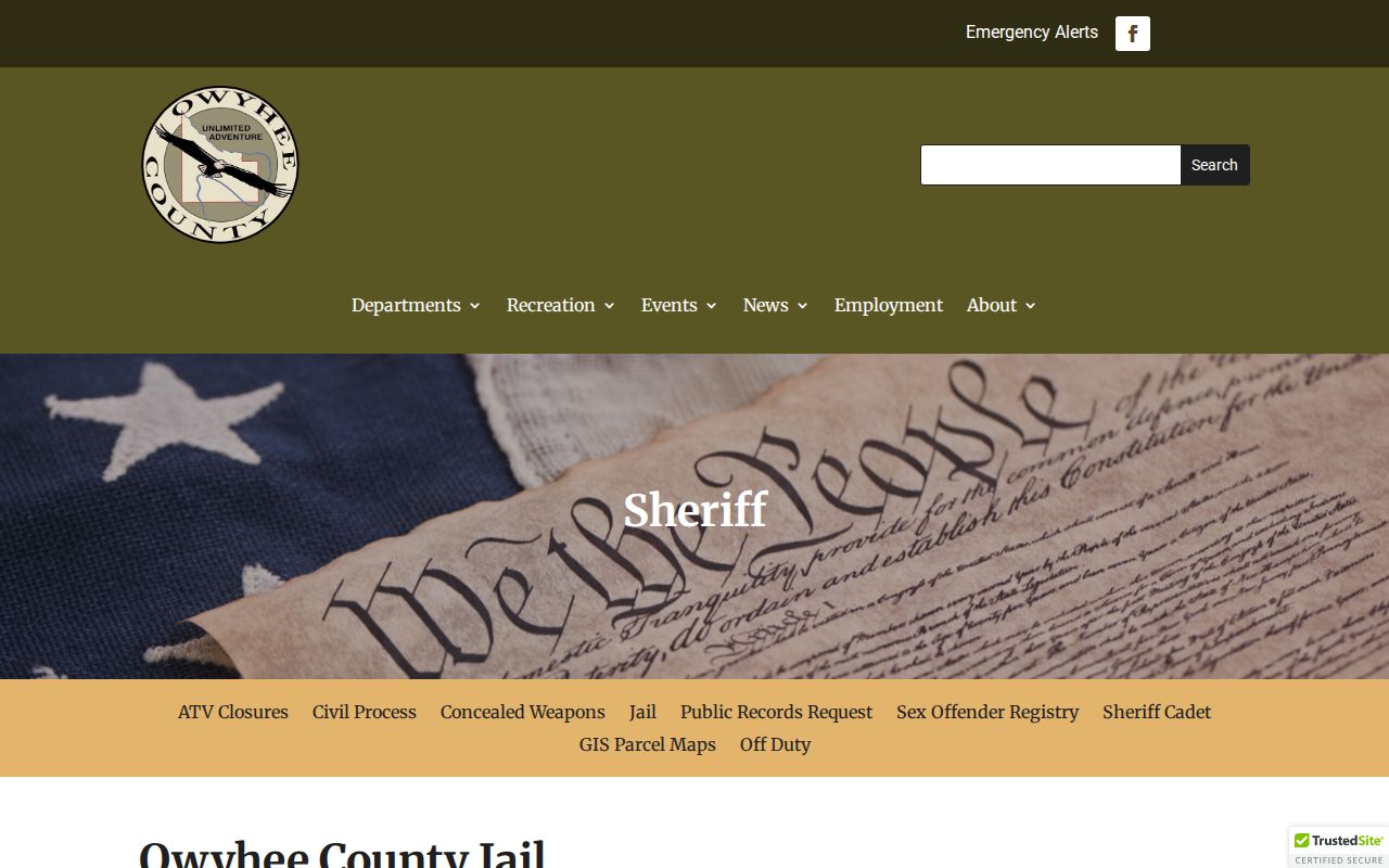 Owyhee County Jail page for release records and current roster